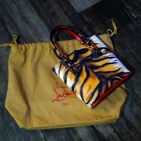 Christian Louboutin Mini CabataTiger Red Leather Studded Crossbody Bag - Picture 4 of 15